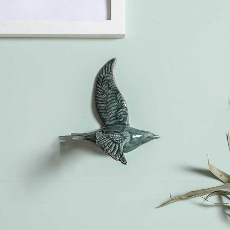 Simple Room Living Room Hotel Background Wall Soft Decoration Creative Ceramic Wall Hangings 3D Bird Decoration