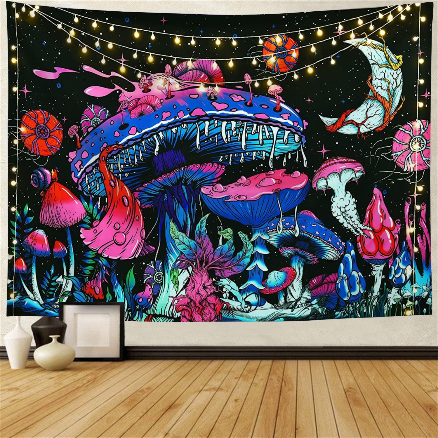 Psychedelic Mushroom Tapestry Hip Hop Leather Hanging Cloth