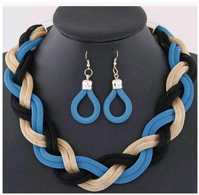 European And American Fashion Boho Necklace Earrings Set