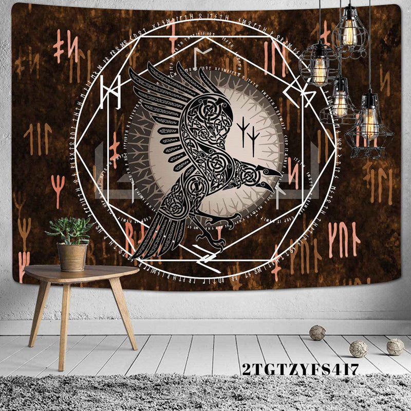 Simsant Viking Raven Tapestry Mysterious Viking Meditation Psychedelic