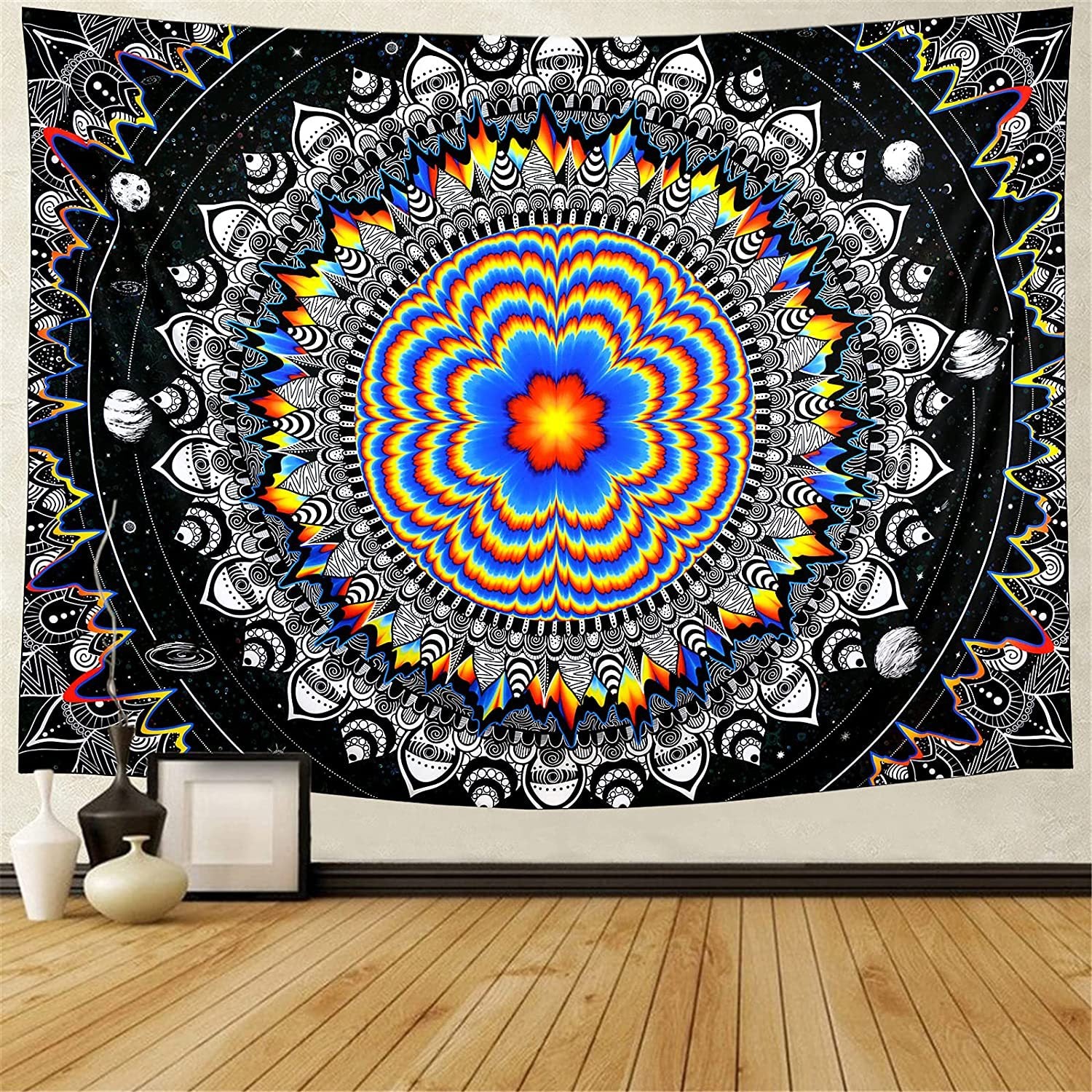 Psychedelic Black Tapestry Hippie Astronomy Galaxy