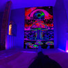 Fluorescent Tapestry UV Fluorescent Tapestry Psychedelic Mushroom Wall Hung Hippie Decorative Room Aesthetics