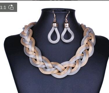 European And American Fashion Boho Necklace Earrings Set