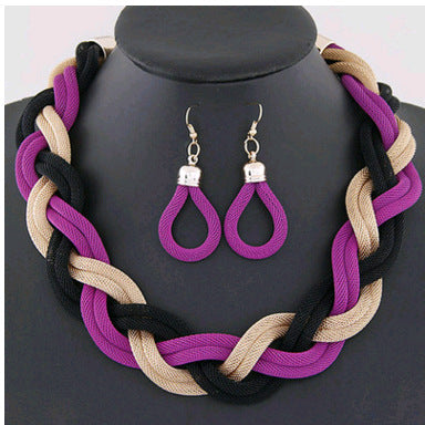 European And American Fashion Boho Necklace Earrings Set