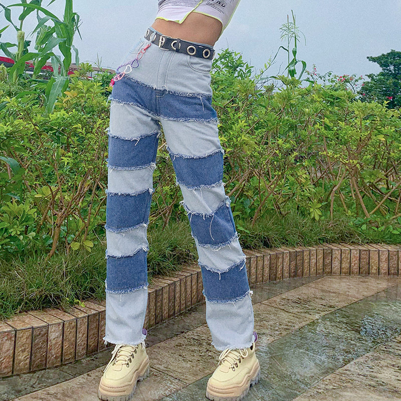 Vintage contrast high-rise jeans