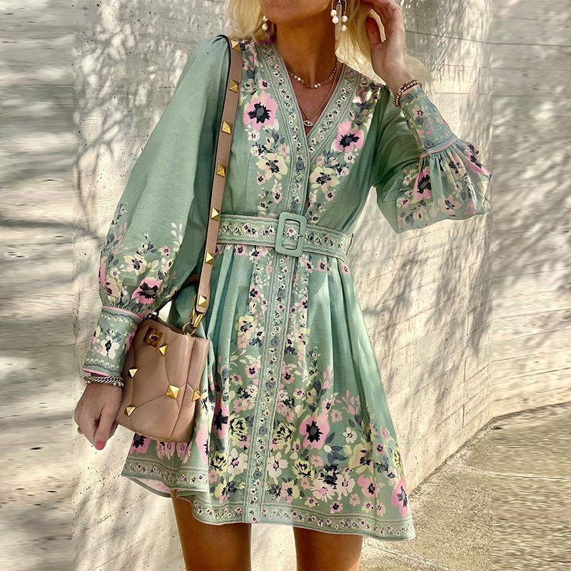 Ladies Fashion Loose Printed Boho Dress