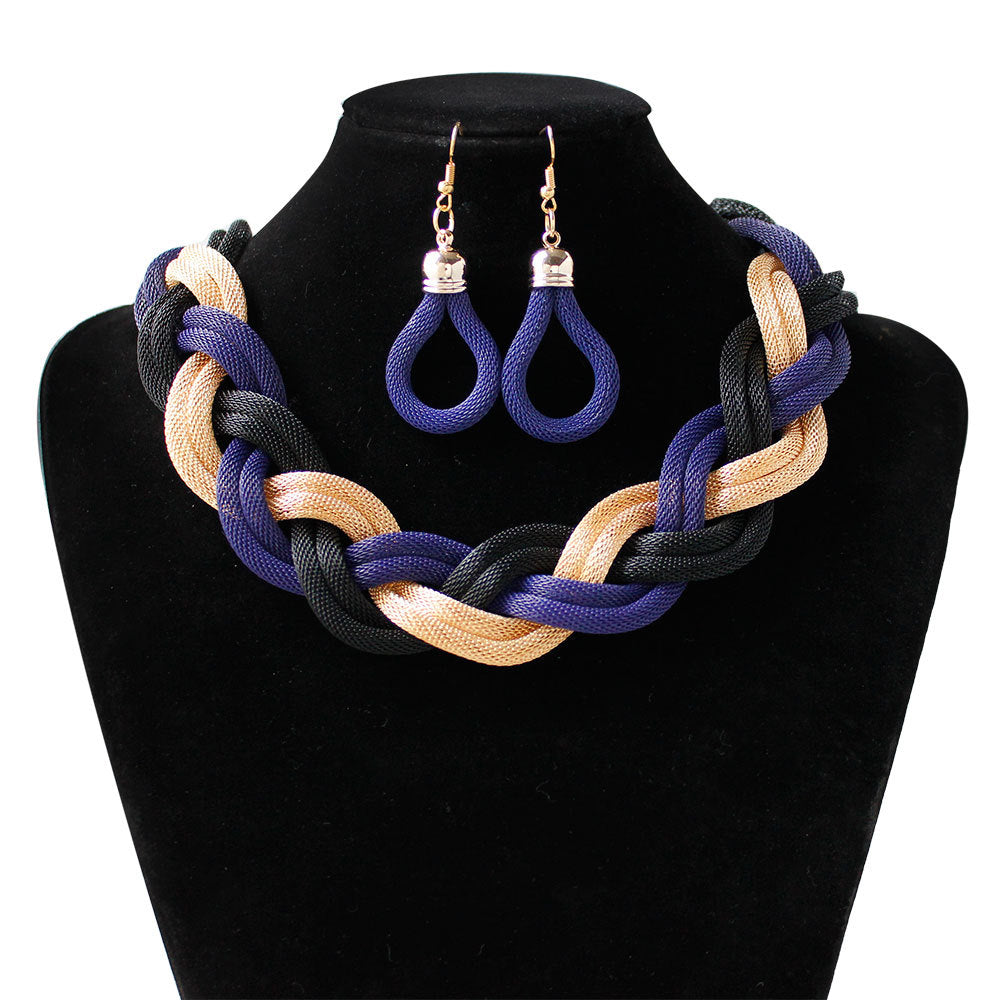 European And American Fashion Boho Necklace Earrings Set