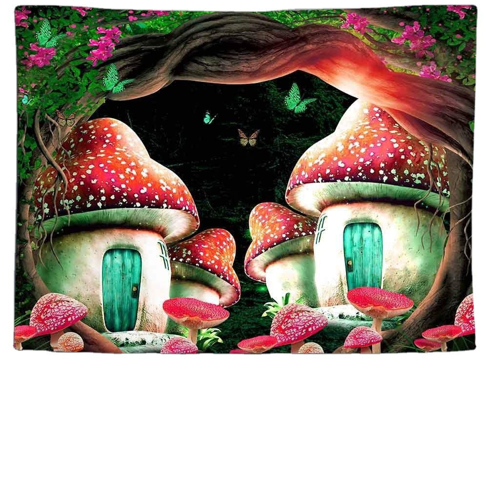 Psychedelic Mushroom Tapestry Hip Hop Leather Hanging Cloth