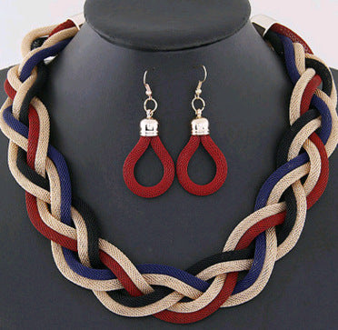 European And American Fashion Boho Necklace Earrings Set