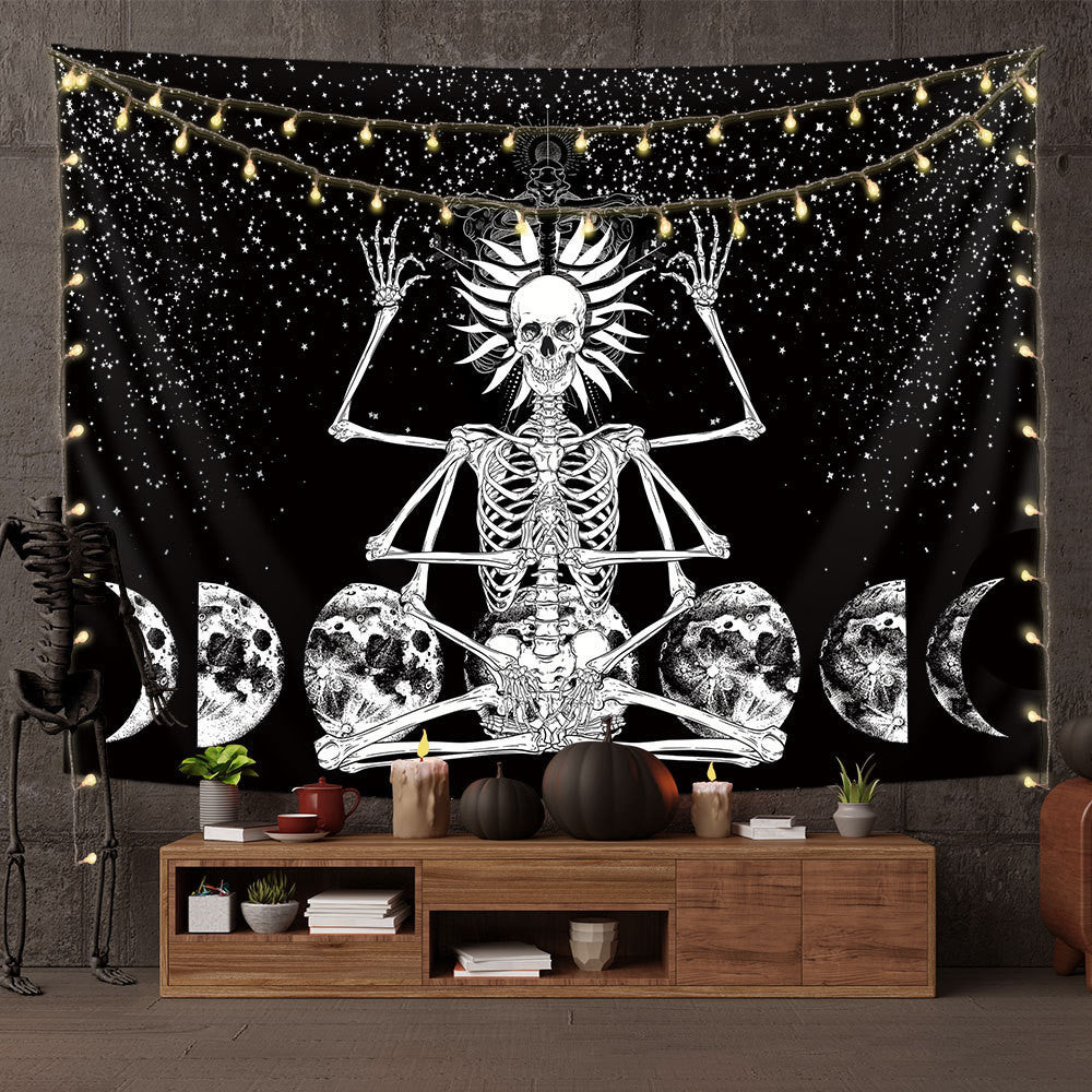 Night Sky Star Skull Hippie Psychedelic Mandala Tapestry