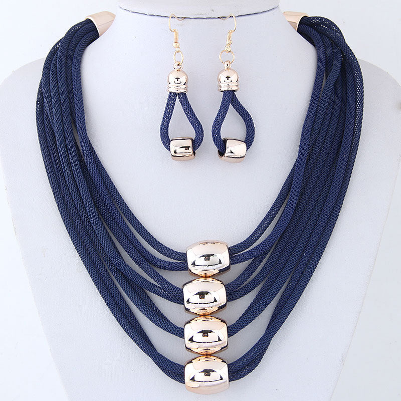 European And American Fashion Boho Necklace Earrings Set